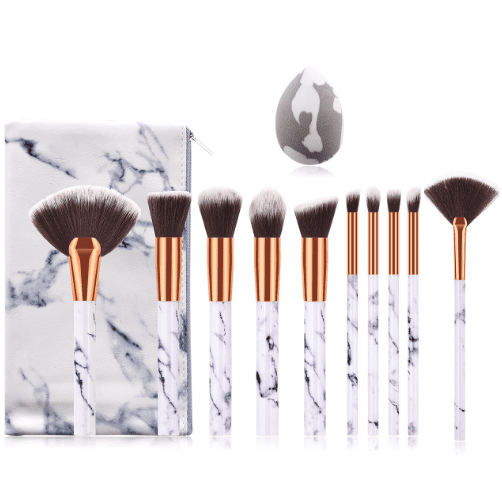 Marble- 10 Piece Makeup Brush Set