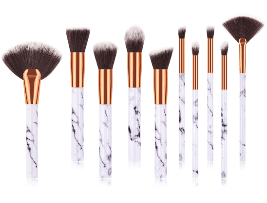 Marble- 10 Piece Makeup Brush Set