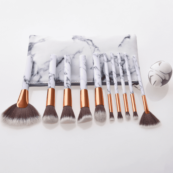 Marble- 10 Piece Makeup Brush Set