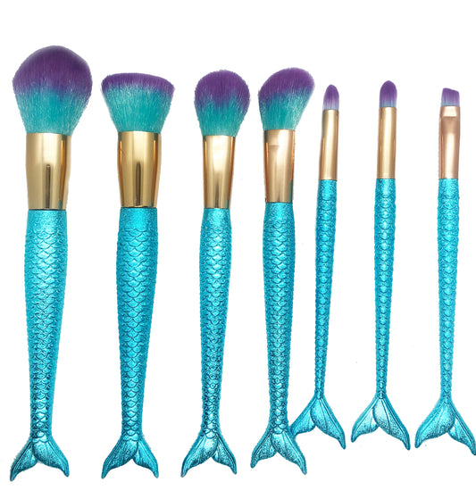 Aqua Mermaid - 7 Piece Makeup Brush Set