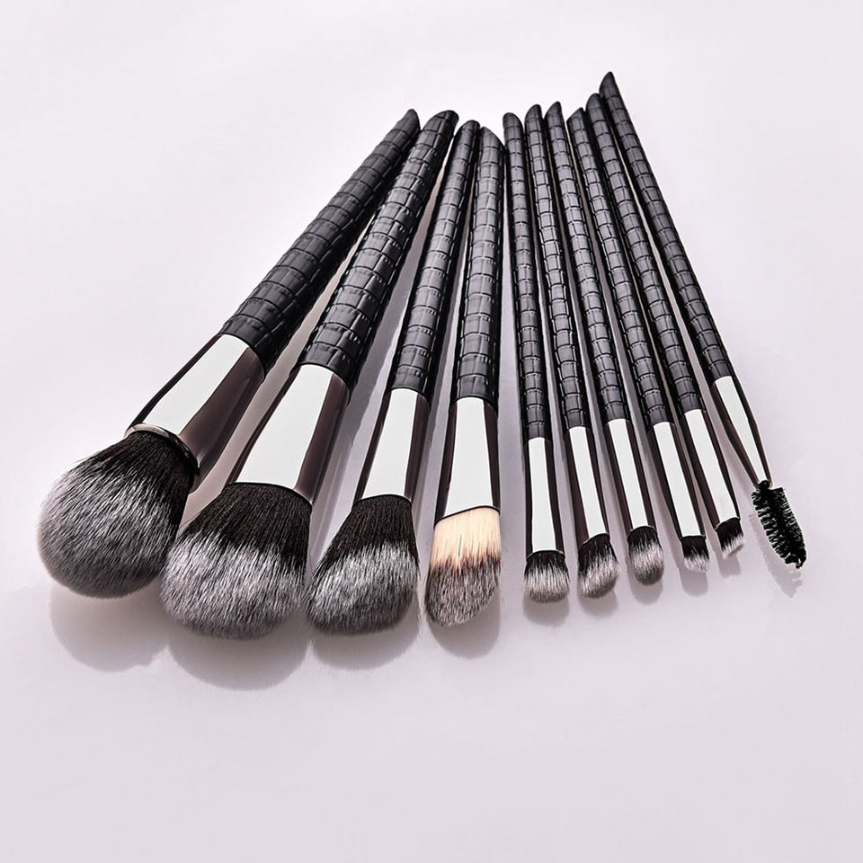 Victoria - 10 Piece Makeup Brush Set (Black)